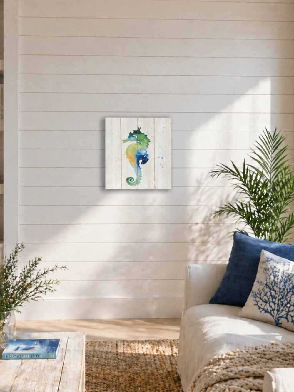 Colorful Seahorse Wood Wall Picture